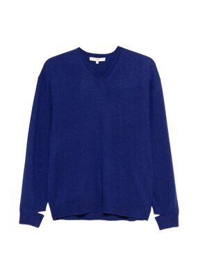 Tibi V-neck split-cuff sweater in Blue